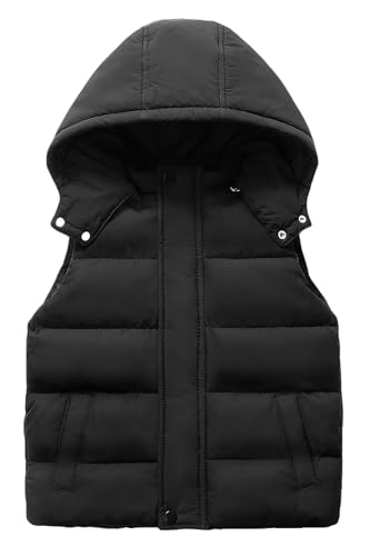 Happy Cherry Boys Girls Hooded Puffer Vest Winter Warm Lightweight Sleeveless Snow Vest Jacket Padded Waistcoat