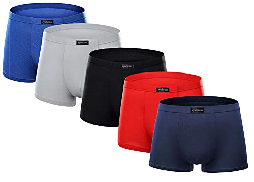 Men's Underwear Comfort Modal Boxer Briefs 5 Pack Bulge Pouch Trunk Underpants