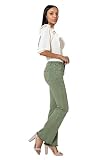 Nina Carter J230 damskie spodnie jeansowe z wysokim stanem, krój slim fit, bootcut z postrzępionymi zakończeniami nogawek, khaki (J230-2), L
