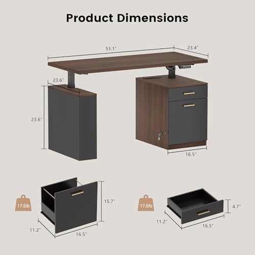 Image of ModernMate Executive Standing Desk with File Drawers, Height Adjustable
