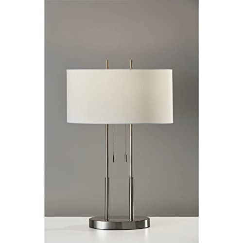 Adesso 4015-22 Duet 27" Table Lamp, Satin Steel, Smart Outlet Compatible #TOP7