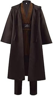 Kids Anakin Tunic Costume Knight Hooded Robe Tunic Uniform Outfit Full Set Jedi Cloak Suits Halloween Cosplay Costume (X-Small, Brown Full Set 1)