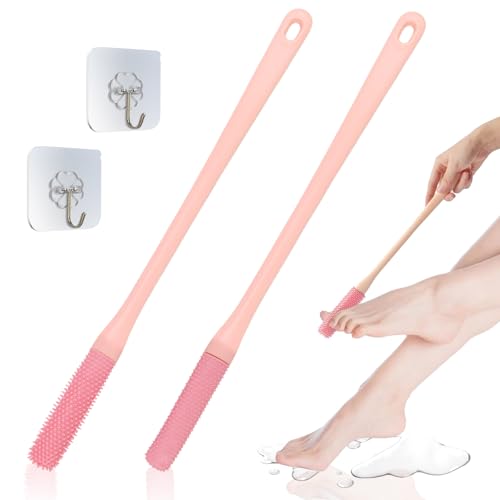 2 Cepillo de Silicona para Pies Cepillo de Lavado de Pies con Mango Largo CaBezales de Cepillo en dos Tamaños Cepillo Pies Ducha Cepillo Exfoliante para Pies AdEcuado para Personas con Movilidad Reduc