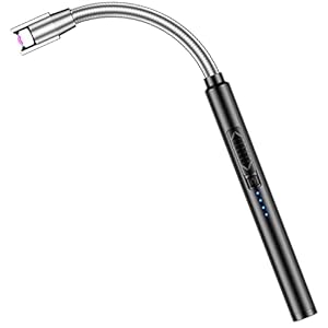 Lichtbogen Feuerzeug, Elektrisches Feuerzeug USB Wiederaufladbar mit 360°Flexiblem Langem Hals und LED-Batterieanzeige…