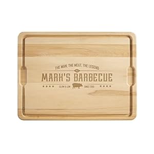 Personalization Universe Personalized Hardwood Cutting Board – “The Man, The Meat, The Legend” – Custom Engraved Cutting Board, BBQ & Grilling Gift, Large Wooden Cutting Board- 18” X 24”