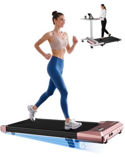 Image of DeerRun Under Desk Walking Pad Treadmill for Home Office & Small Spaces, 6% Manual Incline, 0.6-3.8 MPH Walking Speed, 2.5 HP, 300 lb Capacity, App & Remote Control
