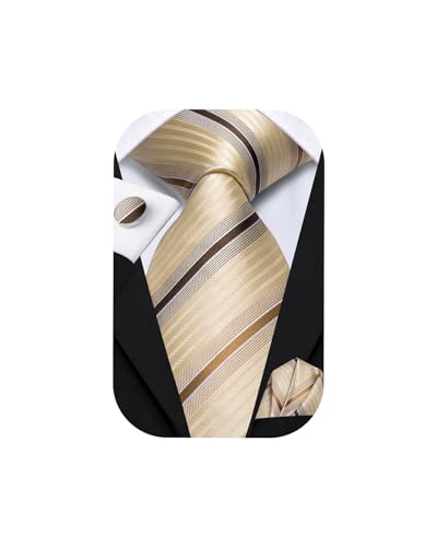 Image of Hi-Tie Mens 70inches Tie Set Extra Long Necktie for Men Cufflinks Handkerchief Big Tall Men Business Wedding