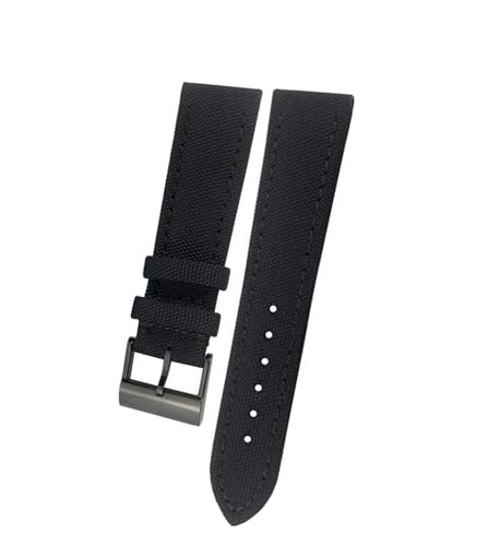 Bracelet nylon 22mm anti-irritation en toile et cuir pour homme