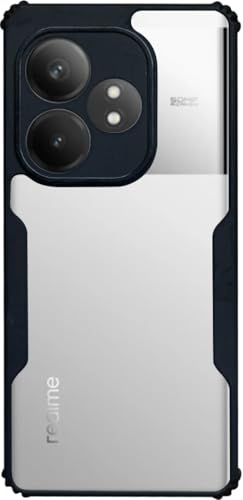 Image of AIBEX Crystal Clear Back Cover Case for Realme GT 6T 5G | 360 Degree Protection | Shock Proof Design | Transparent Back Cover Case (PC & TPU, Black Bumper)