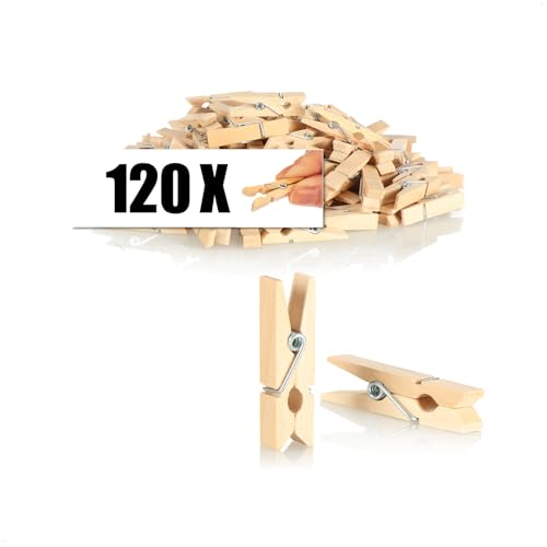 COM-FOUR® 120x Mini Pinces à Linge en Bois de Lotus - Petites Pinces à Linge en Bois comme décoration pour Photos (120 pièces - Naturel)