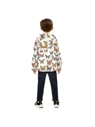 Colorful Butterflies Girls Fleece Jacket Girls Fall Jacket Boys Coats Zip Up Hoodie Children Sherpa Warm Outerwear 2-10T4