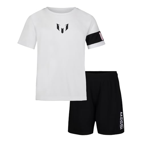 Image of Messi Boys' Lifestyle Short Sleeve 2-piece Set, Slim-fit Jersey Set With Top & Shorts