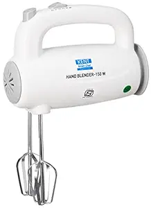 KENT 150W 16050, 5 Speed Control, Copper Motor, Multiple Beaters, Overheating Protection, Food Grade Plastic Body Hand Blender (White)