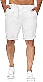 NANAMEEI Herren Freizeithose Taschen Sommerhose Herren Strandhose Mann Leinenhosen mit Kordelzug Taschen Weiß 3XL