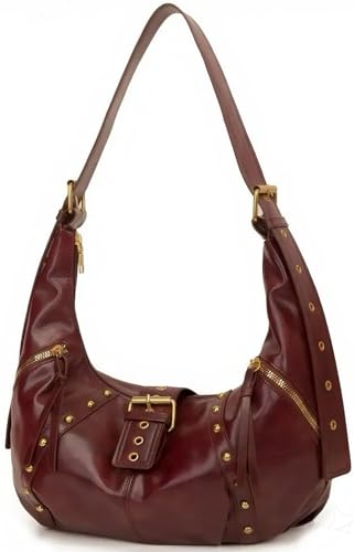 Worldlyda Crossbody Bags for Women Large Tote Bag Soft Leather Purses Retro Y2K Summer Hobo Bags Handbag Shoulder Work Bags (Red)