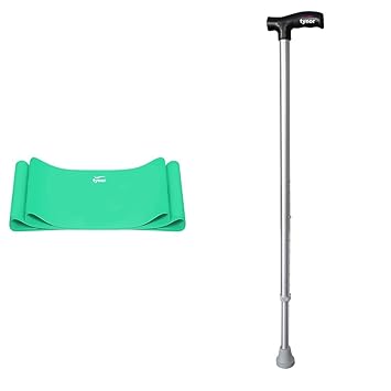 Tynor Tyroband 2.1, Green, Universal Size, 1 Unit | Tynor Walking Stick L Type, Silver, Universal Size, 1 Unit