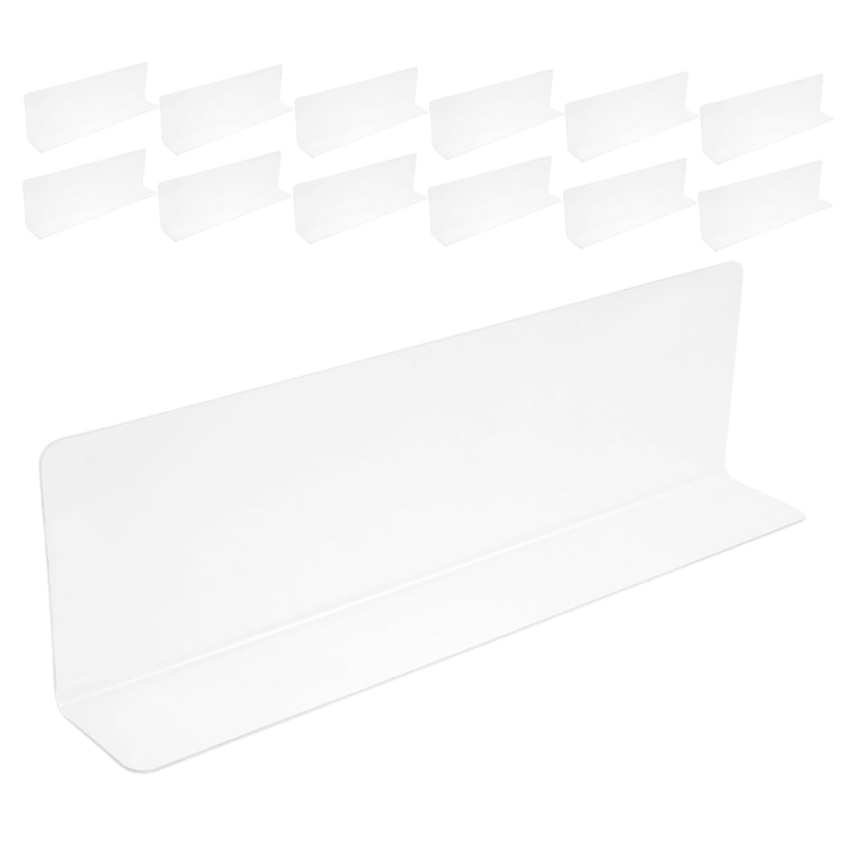 HOMOCONO 20pcs Clear Shape Shelf Dividers Closet Organizers for Efficient Storage Cabinets Pantries and Desks Non Deforming Material for Easy Installation and Classification