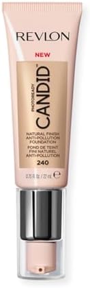 Revlon Liquid Foundation, Photo Ready Candid Face Makeup for Sensitive and Dry Skin, Longwear Sheer-Medium Coverage with Natural Glow Finish, 240 Natural Beige, 0.75 Oz