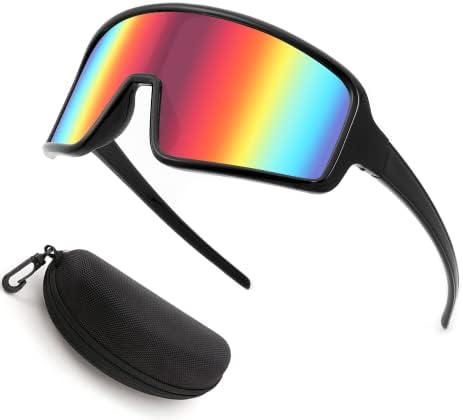 Karsaer Vision Large Shield Sunglasses Neon Visor Shades Wrap Around Glasses 80s 90s Style for Cycling Sports Baseball
