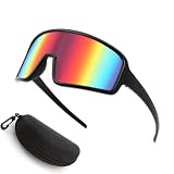 Karsaer Vision Large Shield Sunglasses Neon Visor Shades Wrap Around Glasses 80s 90s Style for Cycli