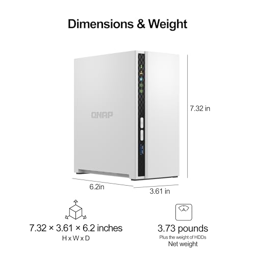 Image of QNAP TS-233-24WD-US 2 Bay Home NAS with 4TB Storage Capacity, Preconfigured RAID 1 WD Red Plus HDD Bundle, with 1GbE Ports