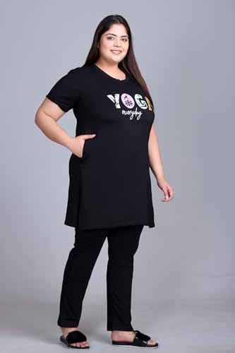 Image of In Love Women's Plus Size Graphic Printed Cotton Night Suit Set Short Sleeve