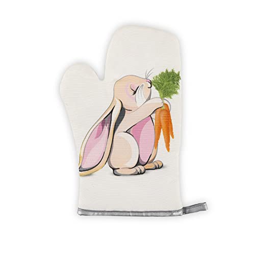Kitchen Oven Mitts And Pot Holders Sets,Spring Cute Bunny Rabbit Print Oven Gloves And Potholders,Heat-Resistant Oven Gloves And Hot Pads For Cooking,Baking Grilling Spring/Summer,Gifts For Women #TOP1