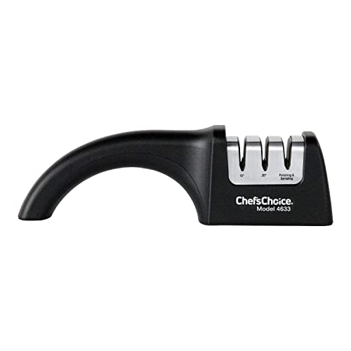 Chef'sChoice Professional Manual Knife Sharpeners AngleSelect for 15- and 20-Degree Straight-Edge and Serrated Knives with Diamond Abrasives Precise Angle Control & Compact Footprint, 2-Stage, Black
