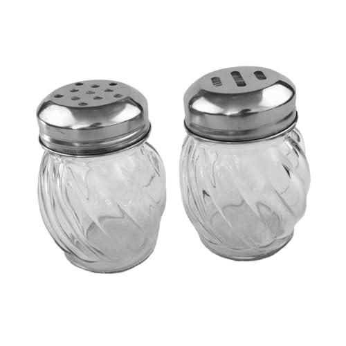 Cabilock 2 Pack Glass Shakers Kitchen Seasoning Bottles Pepper Shakers Lightweight Sturdy for Bbq Home Travel
