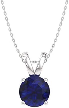 Diamondere Natural and Certified Blue Sapphire Solitaire Necklace in 14k White Gold | 0.40 Carat Pendant with Chain