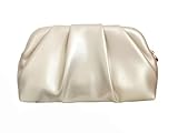 MILATA Women's Evening Clutch Purse, Ruched Pleated Handbag with Detachable Metal Chain Crossbody Strap (gold)