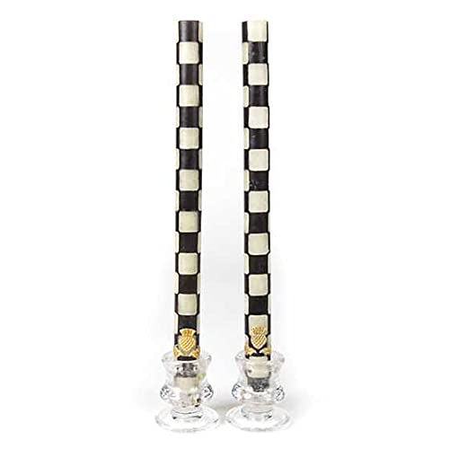 MacKenzie-Childs Check Dinner Candles Set of 2 Black & Ivory