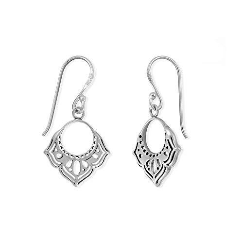 Boma Jewelry Sterling Silver Bali Style Boho Flower Open Circle Matte Dangle Earrings2