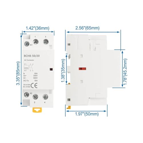 Contacteur CA 50A BCH8-50/20 avec isolation renforcée 2 pôles 2NO - 4