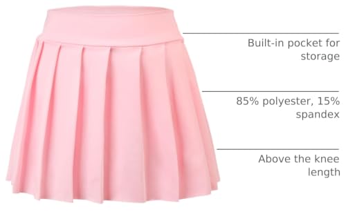 Image of Bezioner Girls Tennis Skirt A-Line Pleated Skirt with Shorts Pocket Uniform Skort for Golf Athletic Cheerleading