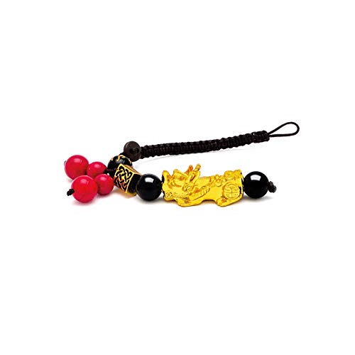 Feng Shui Black Obsidian Wealth PiXiu Pendants Keychain,Feng Shui Hand Woven Rope Hand Carved Mantra Bead Pendants,Bracelet With Golden Pixiu Pi Yao Attract Wealth Money Feng Shui Keychain Pendants