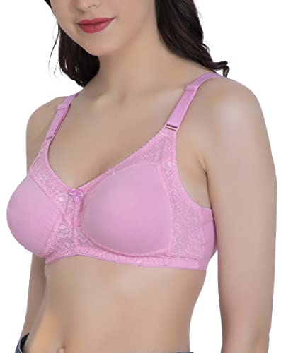 Image of Women's Seamless Padded Bra | Full Coverage | Cotton Stretch Fabric and Nylon Lace | Broad Adjustable Straps