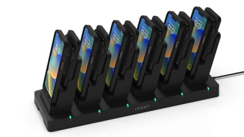 iPort - IPORT 72399 Connect Phone MultiDock 6 – Power Up to Six iPhones and Six Payment Devices at Once | Fast 0–50% Charge in 30 Minutes | Status Lights for Easy Monitoring | Cable-Free Countertop Dock