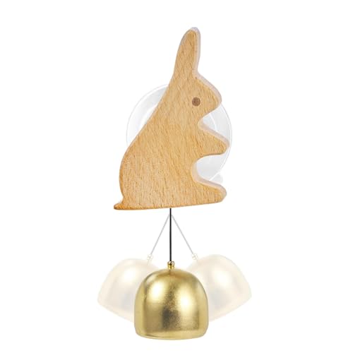 Carillon de porte en bois, cloche de porte à ventouse, décoration en bois pour petit animal en laiton, sonnette d'entrée de porte d'entrée
