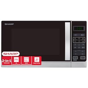 SHARP R742WW 2-in-1 Mikrowelle mit Grill / 25 L / 900W / 1000W Grill/LED-Display / 8 Automatikprogramme/Gewichtg... Auftauen/Kindersicherung/En... Rost/Weiß