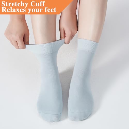Image of ATBITER Women's Thin Cotton Crew Socks - Soft Above Ankle Bootie Casual Dress Socks 6-Pairs