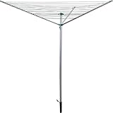 Unibos 3 Arm Rotary Garden Washing Line Clothes Airer Dryer, 45m with Cover, Metal Ground Spike Included