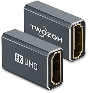 Twozoh 1-Pack HDMI Adapter Up Angle 90 Degree, HDMI Male to Female Connector Support 8K@60Hz, 4K@120Hz 1080p