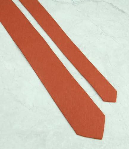 Image of Mens Solid Linen Ties - Slim Pattern Necktie for Men Wedding Groomsmen