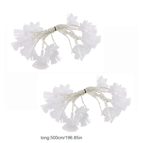 2PCS 16.4ft Solar Flower Lights, Artificial Flower Fiber Optic Lights | Warm White LED Fairy Lights for Christmas Tree Home Party Decorations, Waterproof Hanging Lights, Decorative Lights - image 2