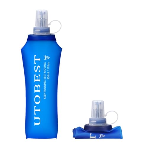 UTOBEST running soft flask,agua botellas flexible plegable,apto para Chaleco para correr,fácil de limpiar,Sin goteo agua,Comodos y sin sabor a plastico，BPA free，150ml/200ml/250ml/350ml/500ml