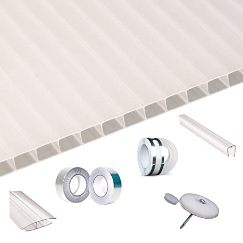 Ironlux - Kit Placas de policarbonato Compacto opal 10mm - Medida final 1500 x 2800mm - Incluye accesorios de instalación