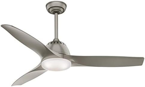 Casablanca 52 inch Indoor Ceiling Fan with LED Light and Remote Control - Standard Mount Ceiling Fan, 3 Blades, For Bedroom, Living Room, or Kitchen, Quiet - Wisp 59152, Painted Pewter