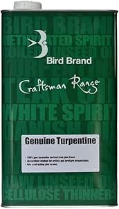 1L, Genuine Turpentine Liquid, Natural Solvent and Paint Thinner, Cleaning and Degreasing Agent for Oil Paints, Brushes, and Wood Finishes, Fast Evaporating