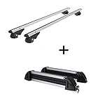 Dachträger VDP004 L + Skiträger/Snowboardträger/Skihalter Alu 4 Paar Ski kompatibel mit VW Golf IV Variant (Kombi) 1J 1J 97-04